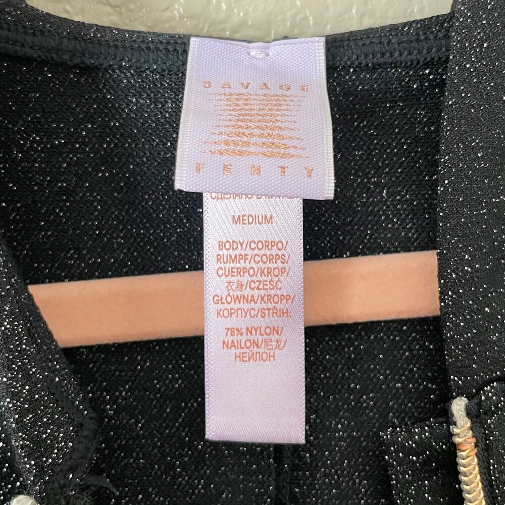 Savage X Fenty Jumpsuit Womens Medium Black Sleep & Shine Hooded Glitter Casual - Picture 10 of 11